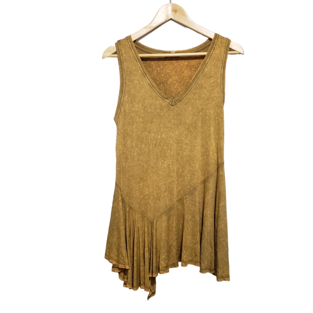 Mystree Asymmetrical Raw Hem Tunic Dress Top Size Small